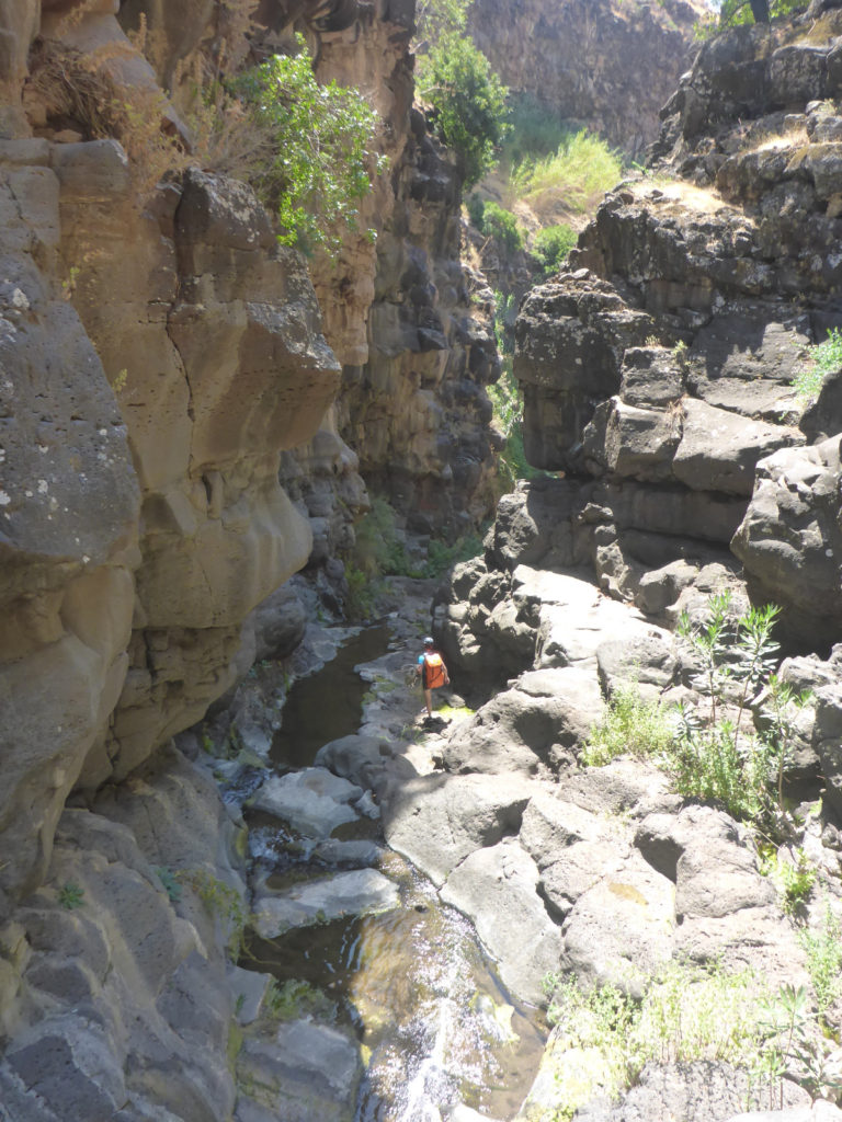 Between the second and third waterfall