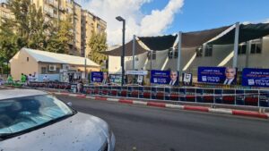 Outside the voting area