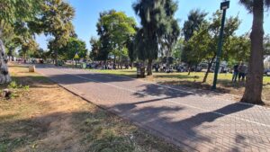 Yarkon Park on Sabbath morning packed with people enjoying the weather