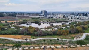 The lake and Hod-HaSharon industry area to the East.