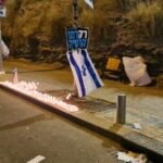 Yahrzeit candles for victims of the terror attack yesterday.