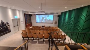 The video that starts the tour in the lower floor of the museum