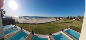 The view from our room, Tel Dor is on the right-hand side of the picture.
