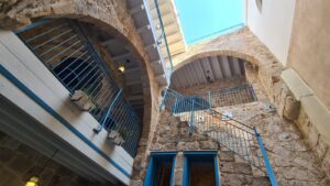 The second building patio - looking up