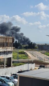 One of the rockets from Lebanon hit a factory in Shlomi and lit a fire (one of my friends was spending there the holiday and took this picture) - 14th week