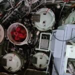 The torpedo missiles in the front of the submarine