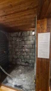 In the pirate section - a cage to hold the corpses of captured pirates  - Naval Museum