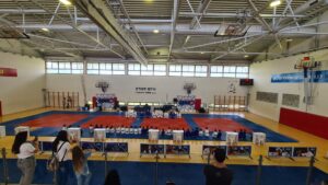 The sport hall ready for the judo competition 