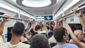 Still crowded, but fast - Tel Aviv light train,