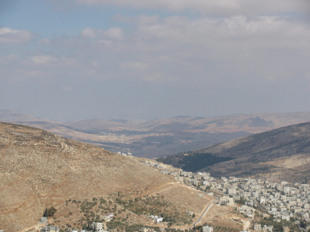 Looking down on Nablus and Wadi Tirzah to the East
