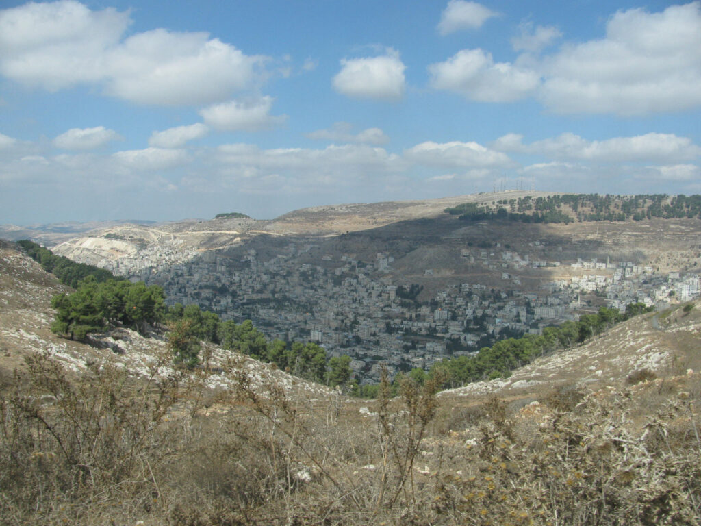 Looking down on Nablus and Wadi Tirzah to the East