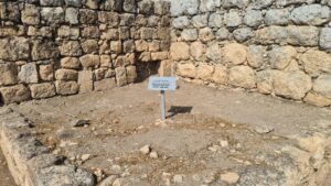 In the north - west corner: a cornerstone for a memorial site for Carmeli Brigade in Yarda ruin