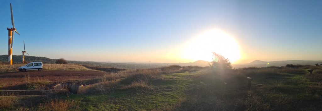 Looking south with the blade - wind farm