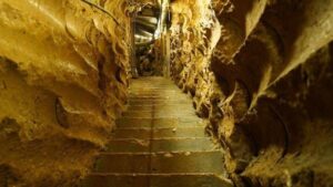 The inside of Ramia tunnel from Lebanon to Israel in May 2019, it was 80m deep (as a 22-storey building), and it penetrated 77 inside Israel and was destroyed (Source: Wikipedia)