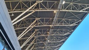 Just the beautiful construction of the HaMoshava Stadium roof over the fans tribunes