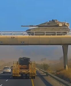 A tank crossing the bridge over road 6 (Source: TikTok.com)