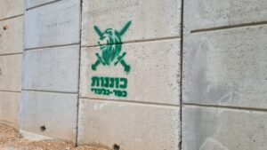 Kfar Giladi first response squad (Konenot) graffiti, just below Mount Hermon, on the other side of the Hasbani vally in the tank junction - gang graffiti 