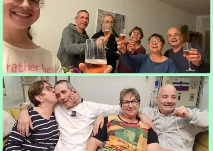 Louis Norberto Har and Fernando Marman raised a glass of wine with their families after the reunion- hostage rescue