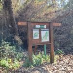 A sign when climbing up from the short part of the wet trail (the long one stretch to Kibbutz HaGoshrim) with a map of the nature reserve and a map around the nature reserve.