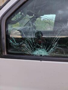 An armored min van (GMC Savana) hit. Lucky it was armored and empty, or this would have result in many more casualties (Source: - sniper