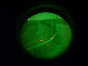 Gaza strip border fence, through night vision device, when we were guarding the fence from outside
