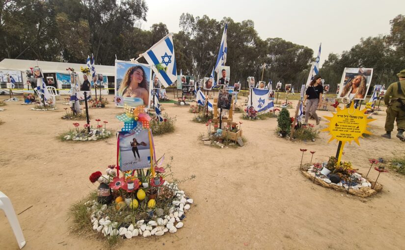 The main stage memorial site, each pole is dedicated to one of the victims