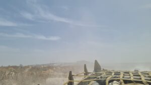 The clouds of dust the convoy raises as she goes through the west Negev - coward