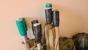 Sabotage Isolierband used to hold foam on the handels of a field stretcher to soften it when you carry it on your shoulder 