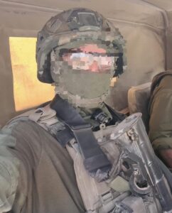 Engineering corps soldier with an electric tape on his vest - Sabotage Isolierband
