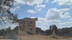 The security building with the two guarding positions on top (what got its the nickname - Mickey Mouse). The building used to host the smal amount of weapon, ammunition and medical equipment the Kibbutz had. It proved strong to hols against light weapon (as the many bolt holes shows) but not against the heavy weaponry the Arab countries armies used.