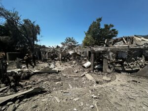 Another angle of the destruction The rocket did in Gibor base in Qiryat Shmona