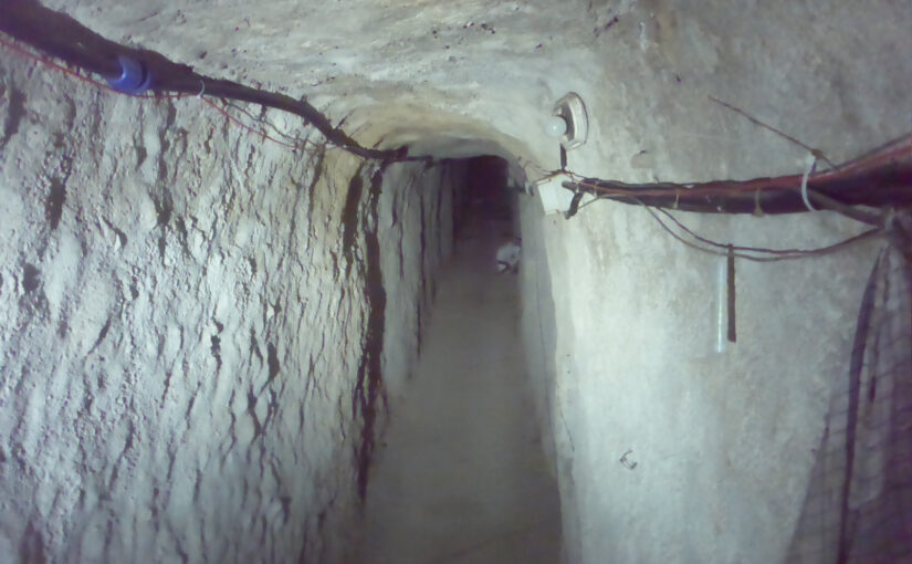 The part of the tunnel dug in the solid rock