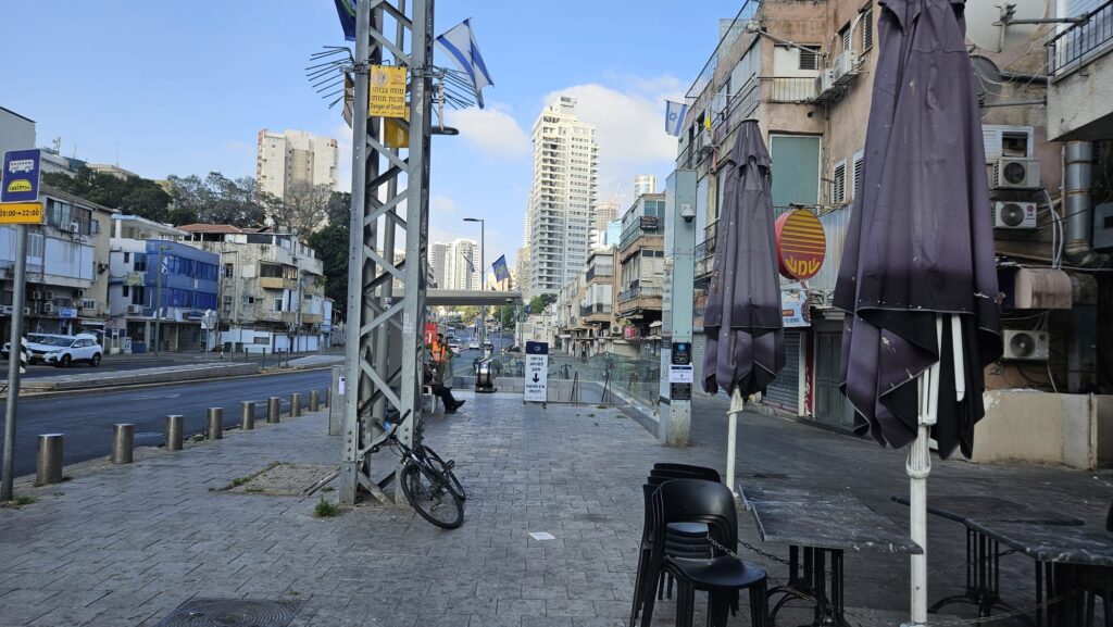 An entrance to Bialik station of the red line of Tel Aviv light rail