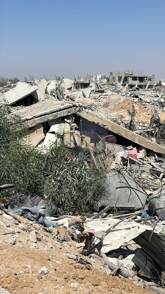 The ruins of the building that was observed and marked as dangerous: from safety perspective (it might collapse) and from operational perspective (it was marked as a place used by Hamas terrorist, and might contain explosive device). Clearly marked as dangerous - and still the soldiers entered the place.