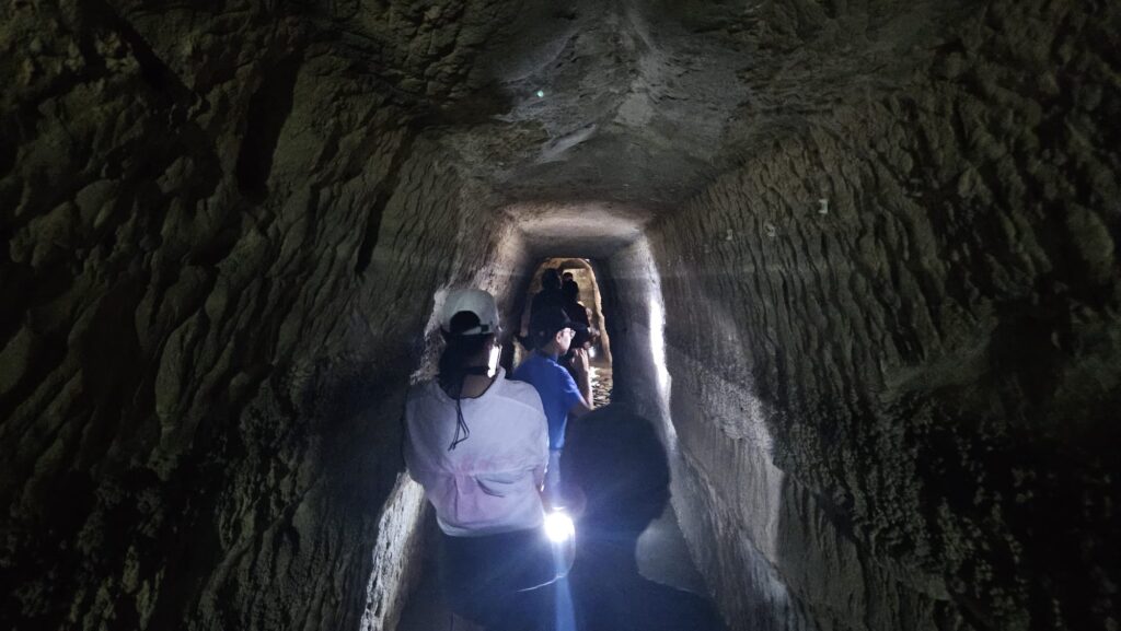 Walking in the underground tunnels. Just look on the sides and top of the tunnel - how accurate the dimensions. 