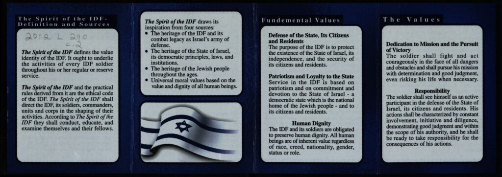 The spirit of Israel Defense forces and the Reut (Comradeship) listed in it (Source: The National library of Israel)