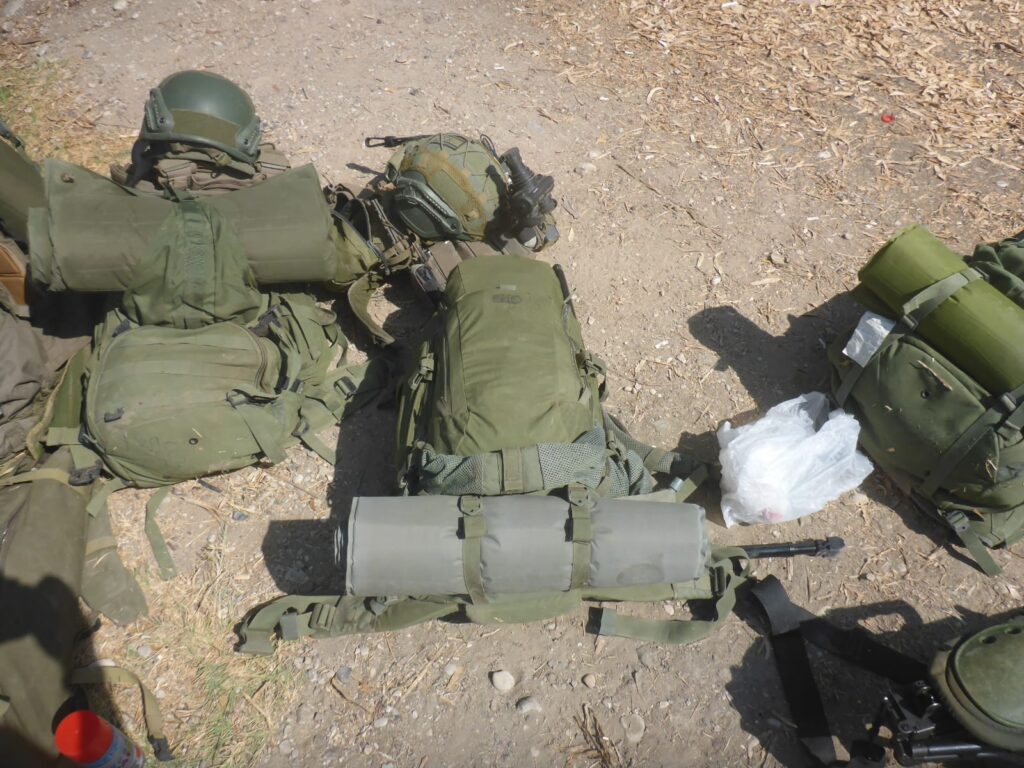 My backpack - ready for Lebanon and waiting in the sun. I should have known better and not leave the gummy candies in the top pocket this way.