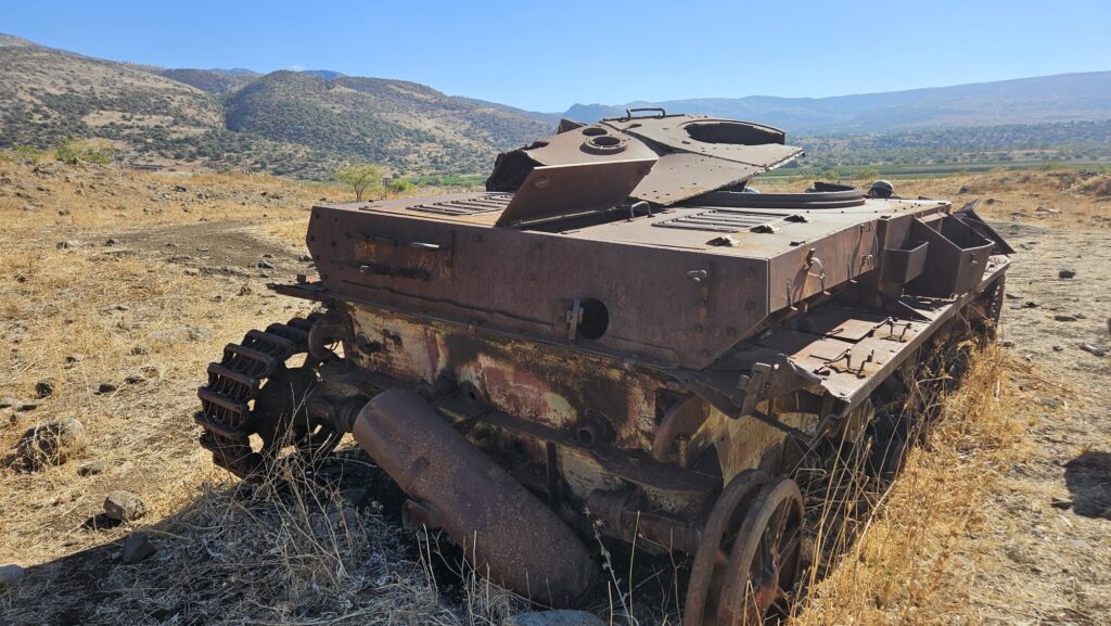 Panzer IV Syrian tank (bought after WWII) that was hit during War on the Water between Israel and Syria. - Back view