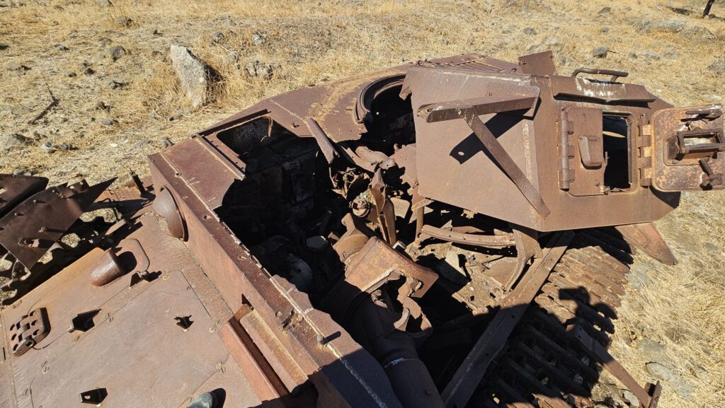 Panzer IV Syrian tank (bought after WWII) that was hit during War on the Water between Israel and Syria. - Looking in