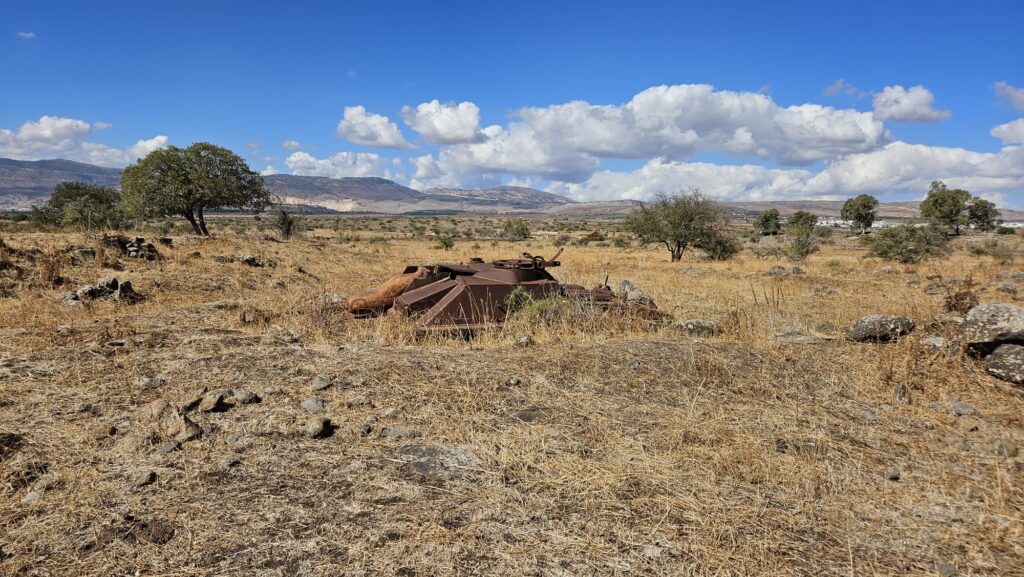 This a StuG III assault gun in a ditch hiding it from south, where the Israelis forces have been located.- Hidden in the ditch