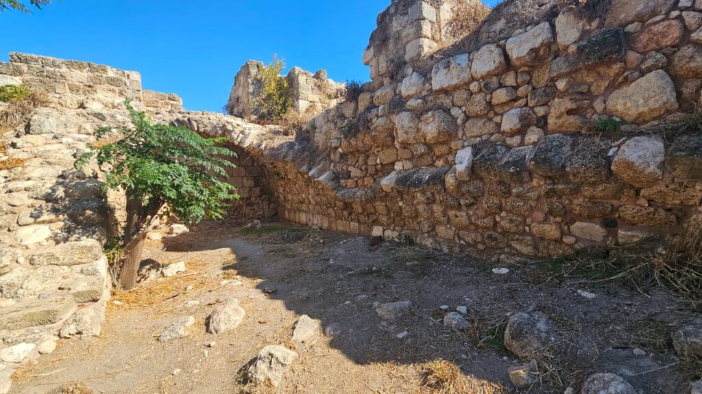 Inside one of the fortress halls, filled with soil