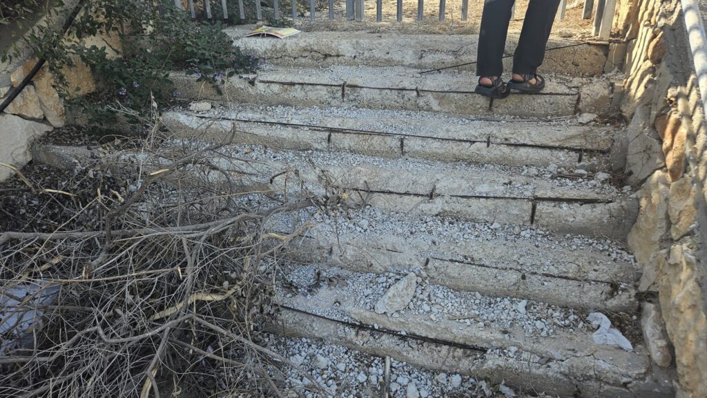 The concrete stairs up to the house are suffering to the location near the sea - Olga & Yehoshua Hankin