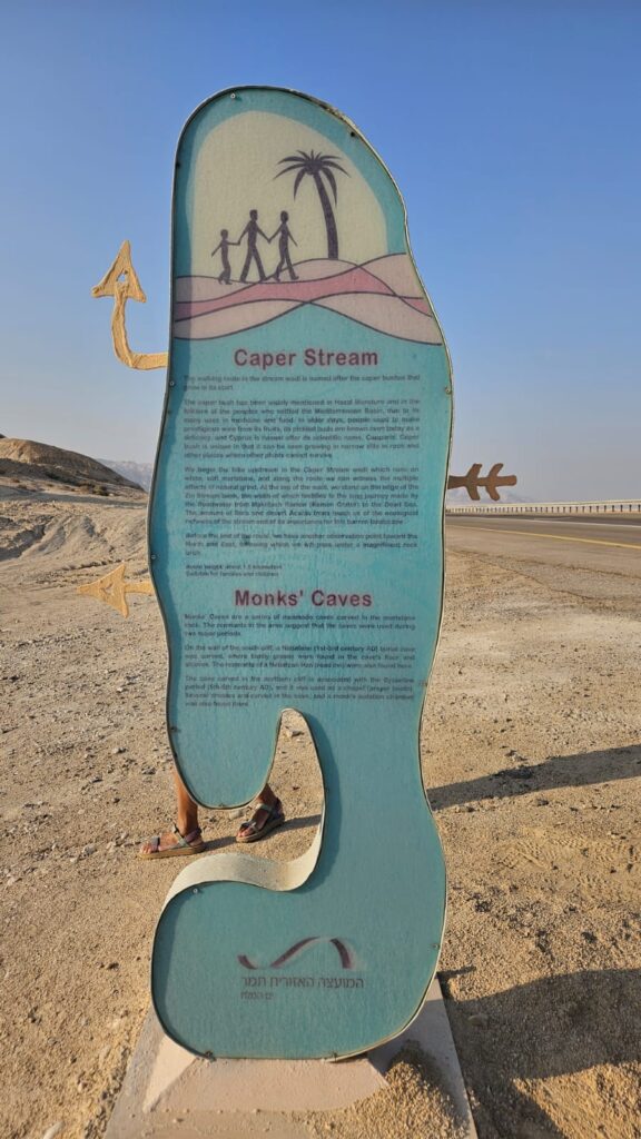 The sign about Caper stream and the Monk's cave