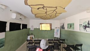 The first stories room - with short videos of the first days of Mizpe Revivm