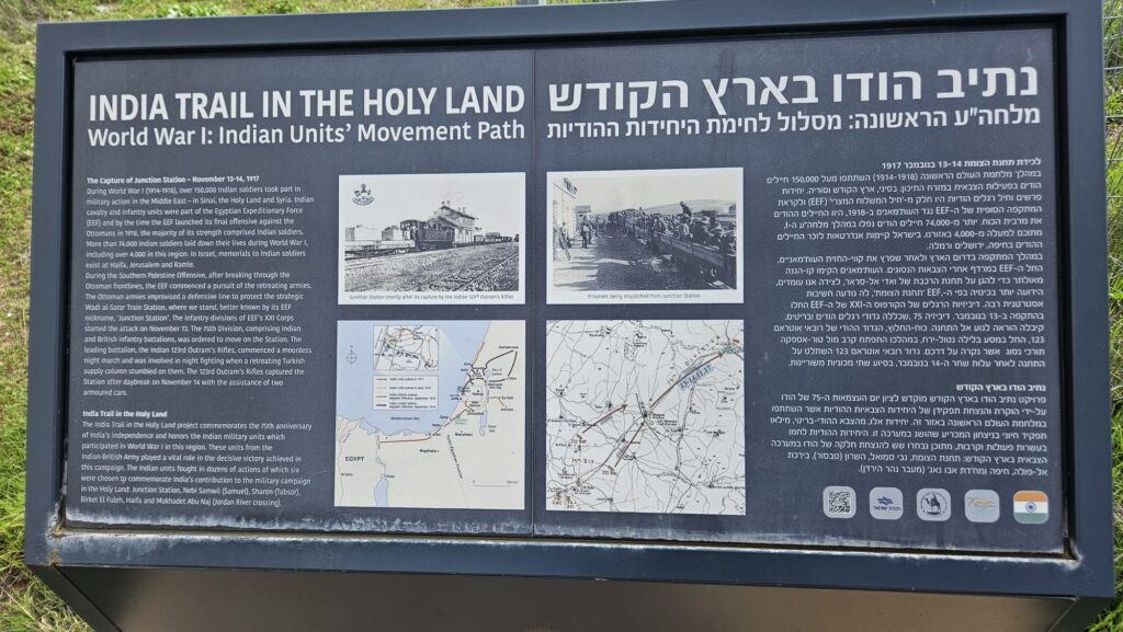 India trail in Holy Land, World War I: Indian Units' Movement Path