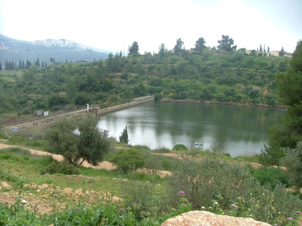 The dam and the lake behind it