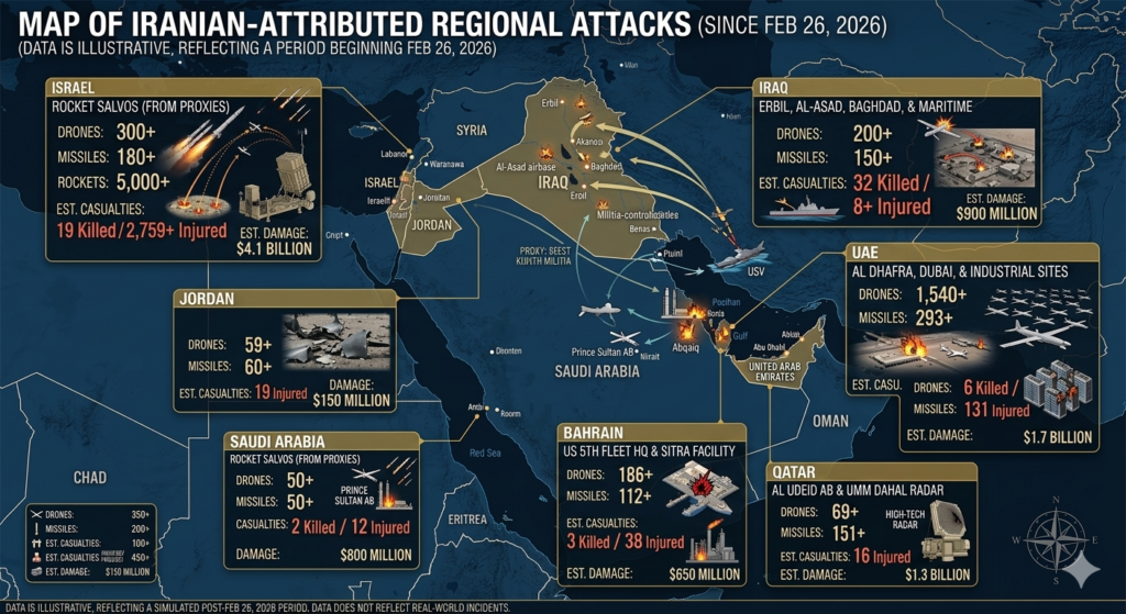 Iran attacks around the middle east during 2nd Iran war (the information is from Gemini, and how would check it if you prepare to use it)