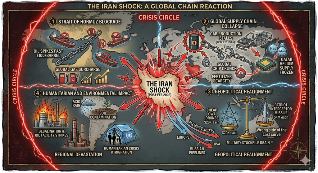 The world effects of the war in Iran in an illustration by Gemini
