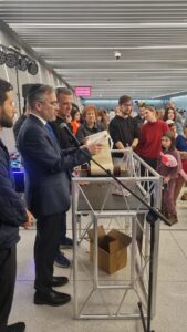 Reading Megilat Esther in Bialik underground station of Tel-Aviv Light railway while sirens sounded outside  - Purim during war
