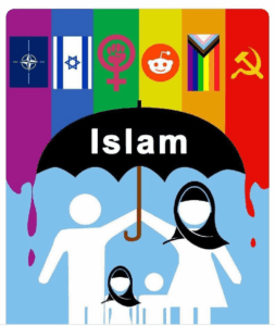 A Turkish poster shows how Islam defends them from the 6 evils, including Israel  (Source: Reddit.com) - Why Iran hates Israel 